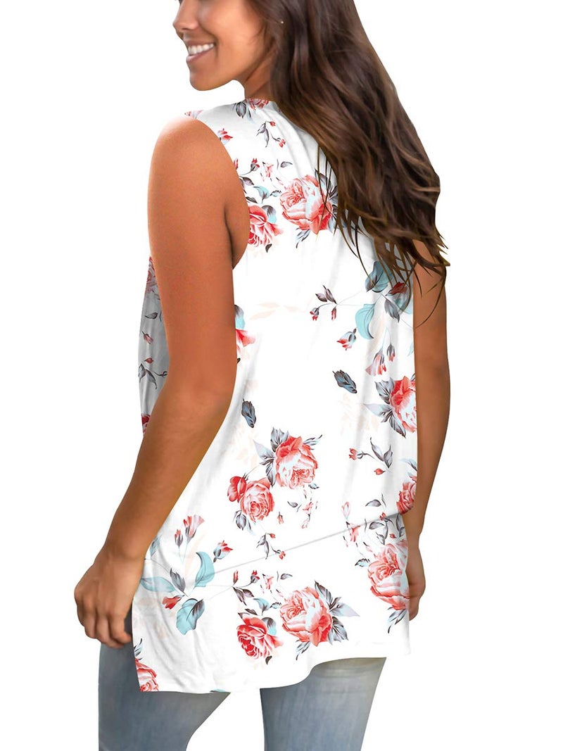 SAMPEEL White Tank Top Women V Neck Sleeveless Shirts for Women Casual Summer Tees M - Image 4